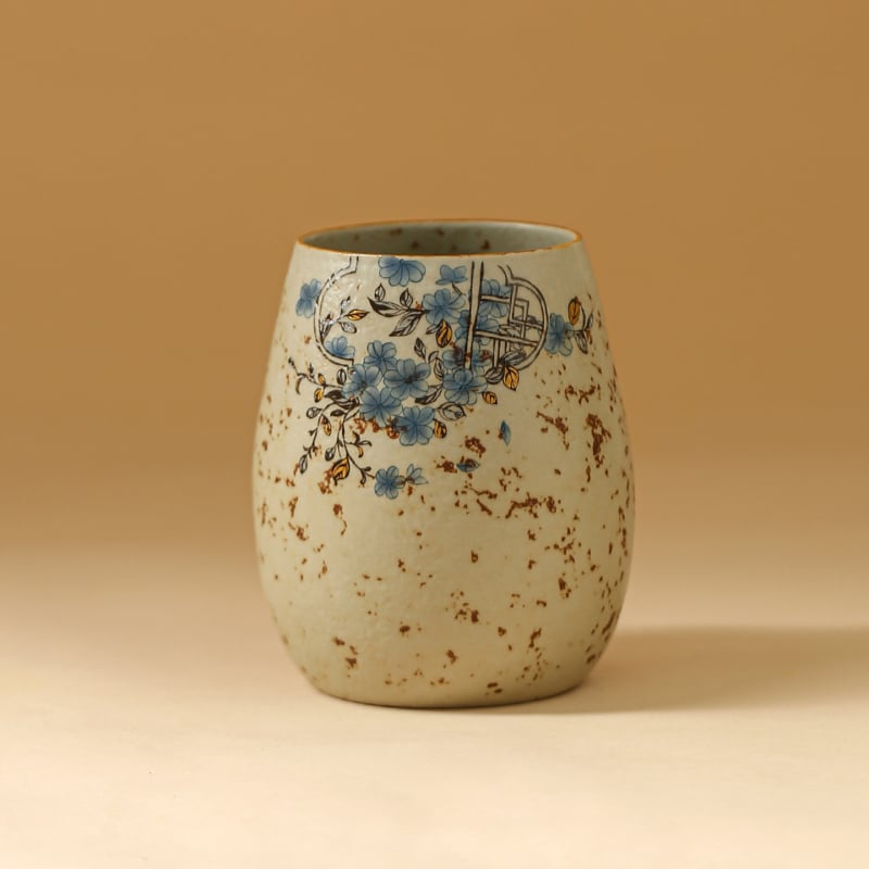 Set ceramic pentru ceai, cu design albastru și alb, accesorii șase gentlemeni: clește pentru ceai, linguriță pentru ceai, cuțit Pu'er