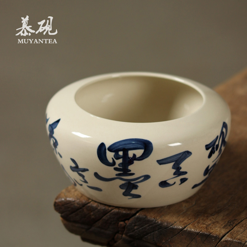 Vas mare de apă din ceramică, lut cu glazură din cenușă, pentru ceai Gongfu; include Jian Shui vas de ceai și spălător de pensule