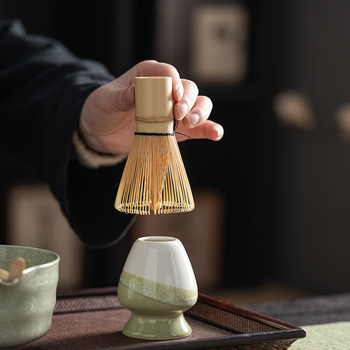 Set din bambus pentru matcha: tel și perie pentru ceremonia japoneză a ceaiului, cu bol și linguriță