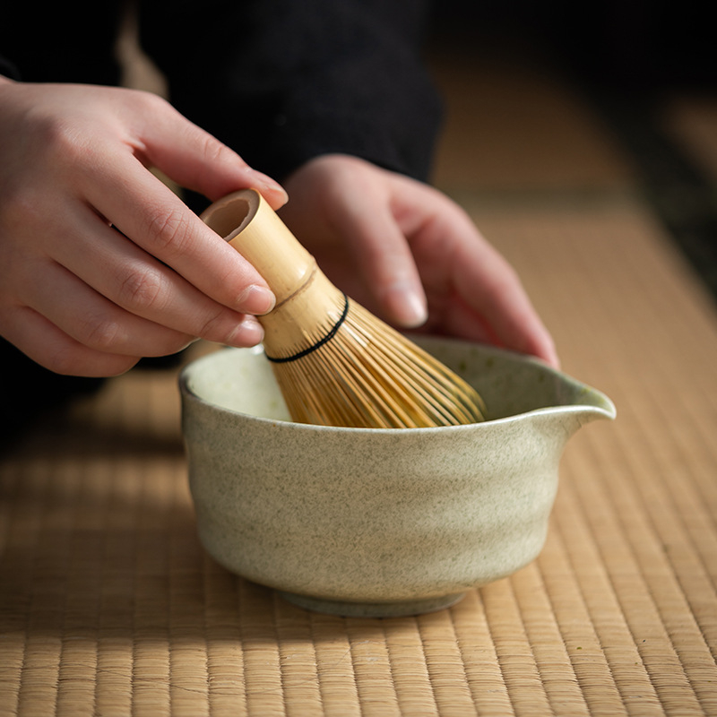 Set din bambus pentru matcha: tel și perie pentru ceremonia japoneză a ceaiului, cu bol și linguriță