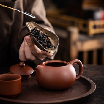 Set de ceai ceramic cu glazură ruginiu aurie, accesorii pentru ceremonia ceaiului, în stil nou chinezesc.