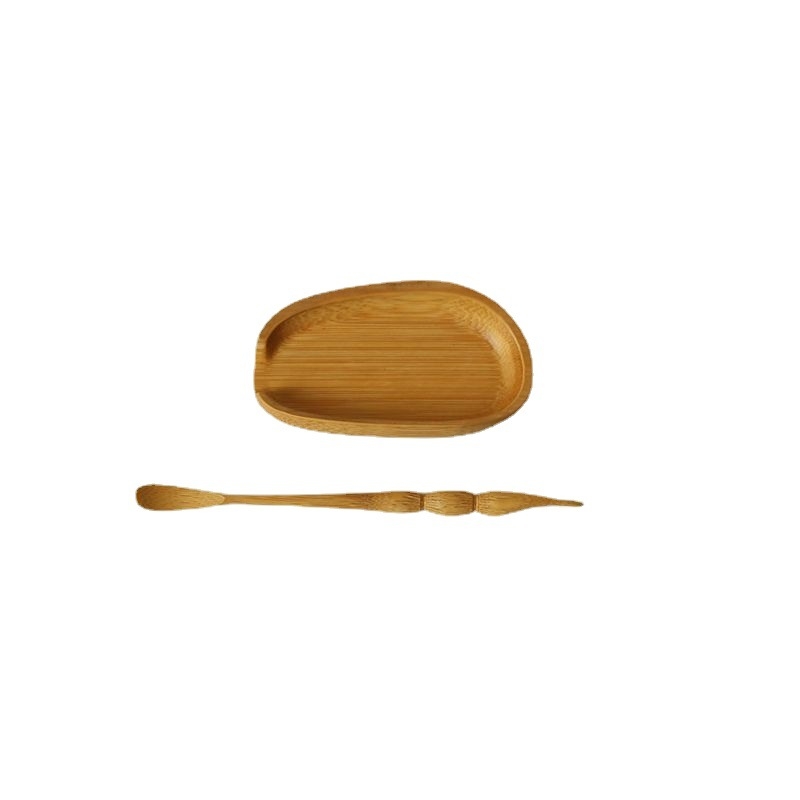 Set de accesorii pentru ceai din bambus, cu motiv rădăcină de lotus – set de două piese pentru ceai Kung Fu