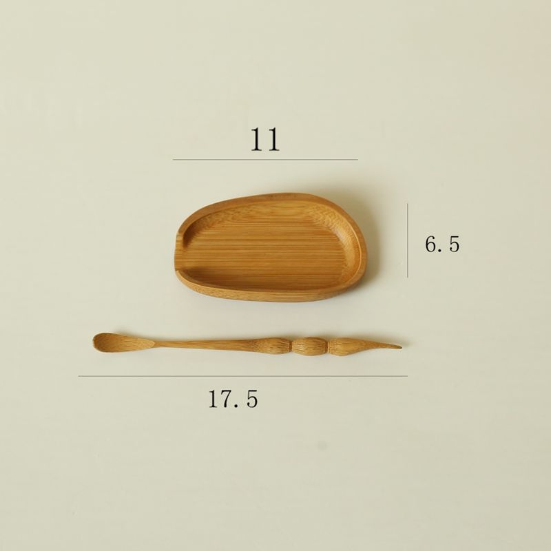 Set de accesorii pentru ceai din bambus, cu motiv rădăcină de lotus – set de două piese pentru ceai Kung Fu