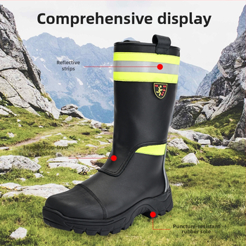 Cizme lungi de salvare din piele, personalizabile, rezistente la foc, antiderapante, impermeabile, antistatice, izolate termic
