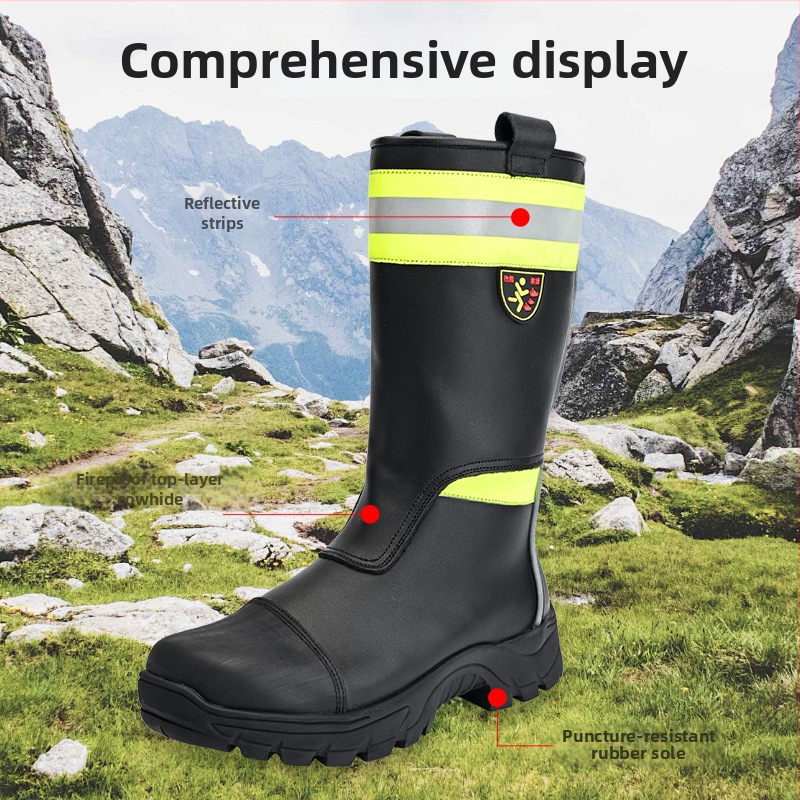 Cizme lungi de salvare din piele, personalizabile, rezistente la foc, antiderapante, impermeabile, antistatice, izolate termic