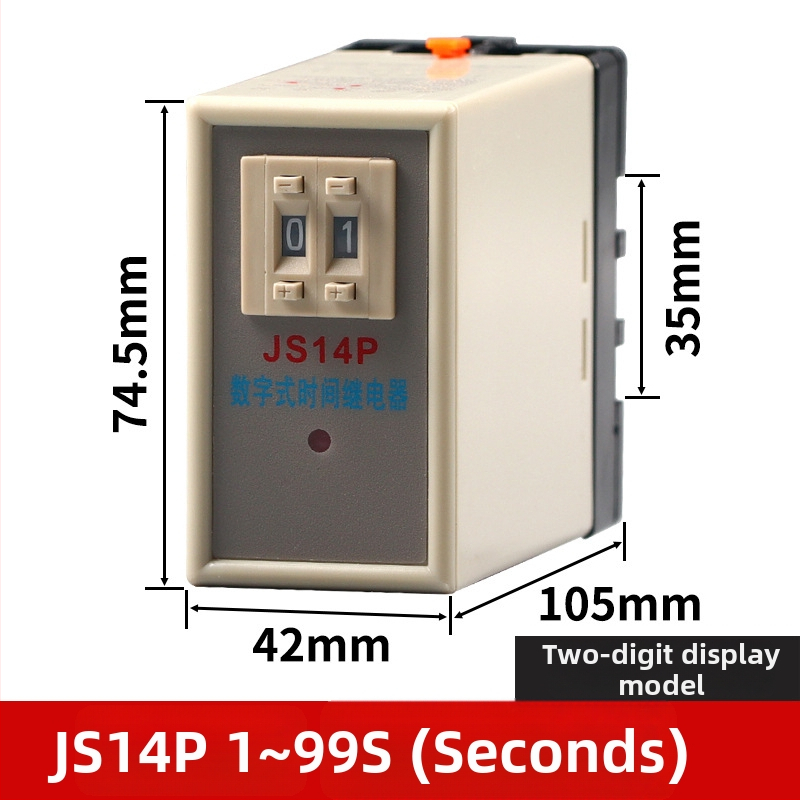 Digitálne časové relé s oneskorením zapnutia, nastavenie na dve alebo tri polohy, JS14P, 380V, 9,9 s, 99M, 220V