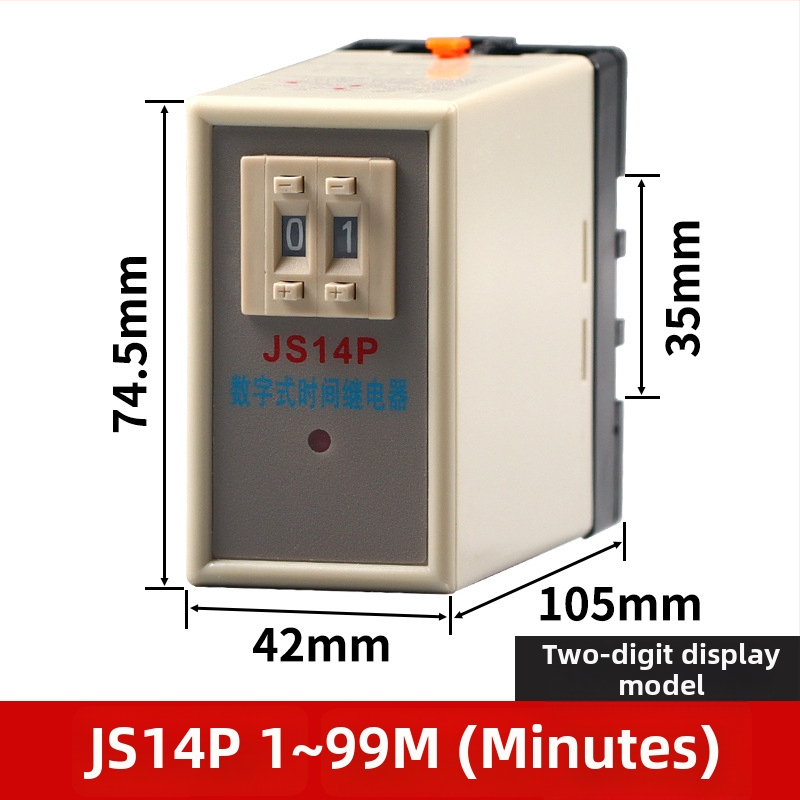 Digitálne časové relé s oneskorením zapnutia, nastavenie na dve alebo tri polohy, JS14P, 380V, 9,9 s, 99M, 220V