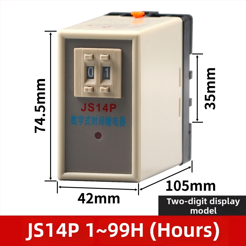 Digitálne časové relé s oneskorením zapnutia, nastavenie na dve alebo tri polohy, JS14P, 380V, 9,9 s, 99M, 220V