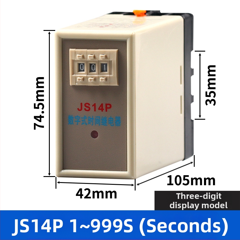 Digitálne časové relé s oneskorením zapnutia, nastavenie na dve alebo tri polohy, JS14P, 380V, 9,9 s, 99M, 220V