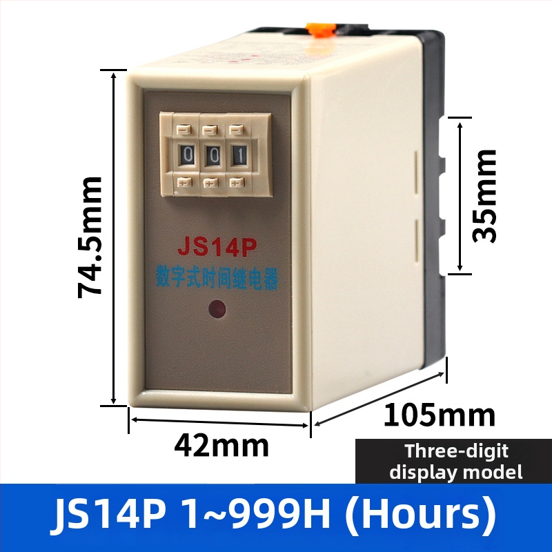 Digitálne časové relé s oneskorením zapnutia, nastavenie na dve alebo tri polohy, JS14P, 380V, 9,9 s, 99M, 220V