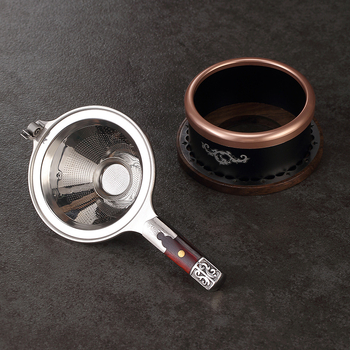 Filtru de ceai din oțel Damascus pentru set ceai Kung Fu — filtru pentru frunze și plasă de filtrare, premium