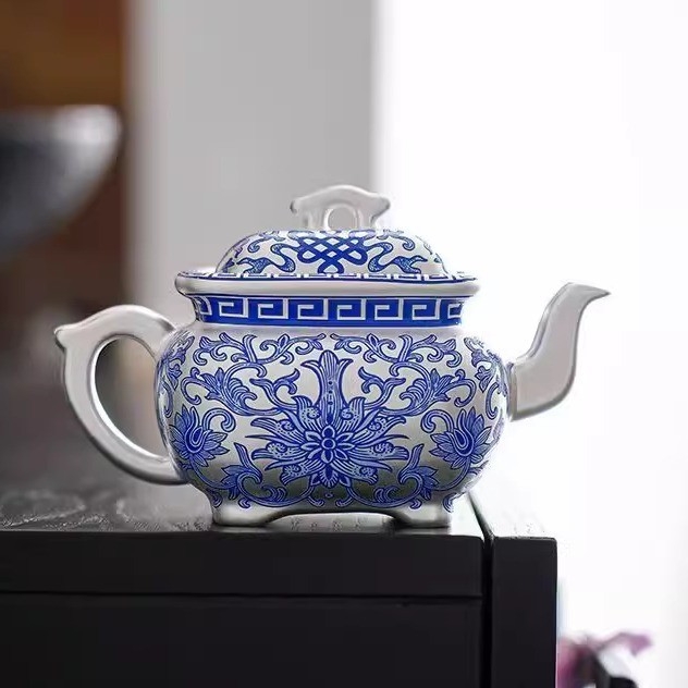 Set ceai în stil chinezesc nou, ceainic pătrat argintiu pentru prepararea ceaiului, design anti-stropire, cadou de afaceri, set Kung Fu Ceai Maestru