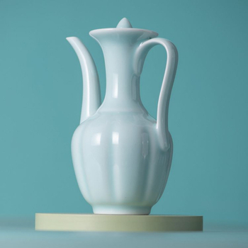 Ceainic ceramic în stilul dinastiei Song, cu mâner, porțelan alb, ceainic pentru ceai și vin, ceainic de antrenament pentru ceremonia ceaiului