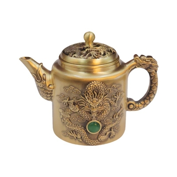 Set ceainic din alamă cu Dragon și Phoenix, capacitate mare, pentru prepararea ceaiului, utilizare casnică, decor de masă pentru ceai