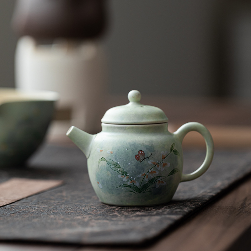 Ceainic ceramic, pictură manuală în acuarelă Wenxin Orchid, ceai Gongfu, pentru uz casnic, capacitate mică, cadou