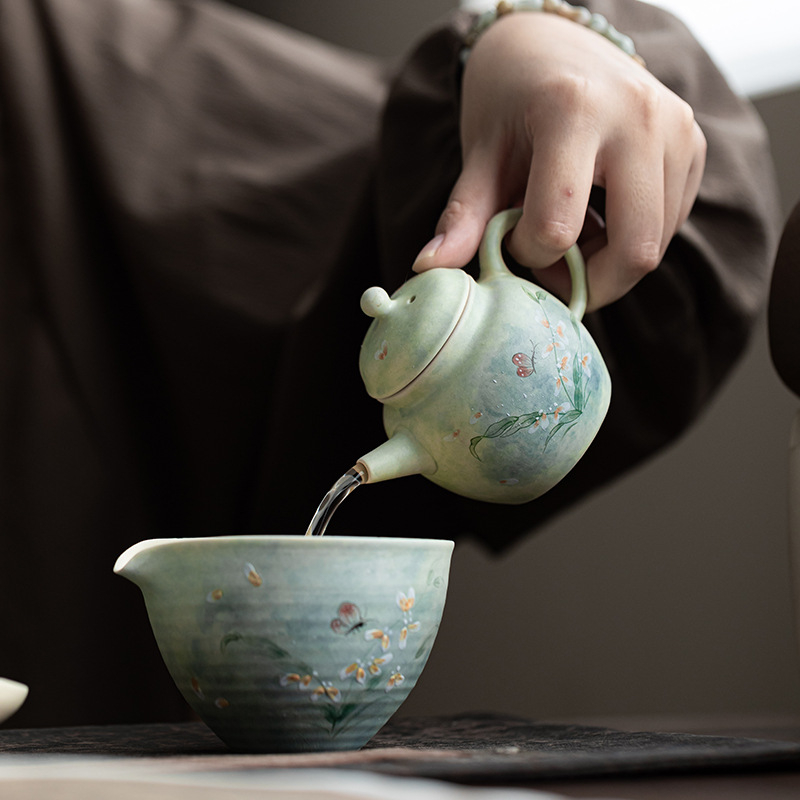 Ceainic ceramic, pictură manuală în acuarelă Wenxin Orchid, ceai Gongfu, pentru uz casnic, capacitate mică, cadou