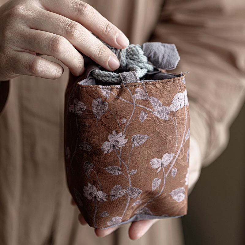Geantă de depozitare pentru set ceai, ceainic și cești, din material textil, portabilă