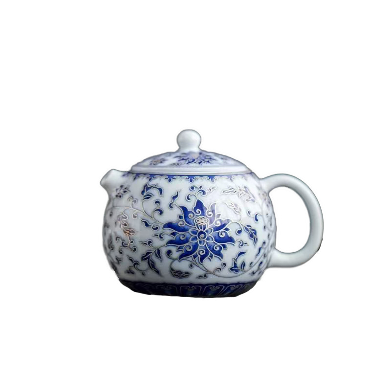 Ceainic ceramic Dragon Pearl cu filtru, model argintiu pictat manual cu lotus, stil chinezesc Kung Fu ceai, ceainic unic