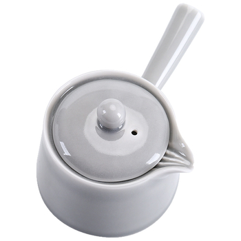 Ceainic cu glazură gri-înghețată și mâner lateral, ceramică în stil chinezesc pentru uz casnic, ceainic mic, Gongfu de ceai, vas de infuzare a ceaiului