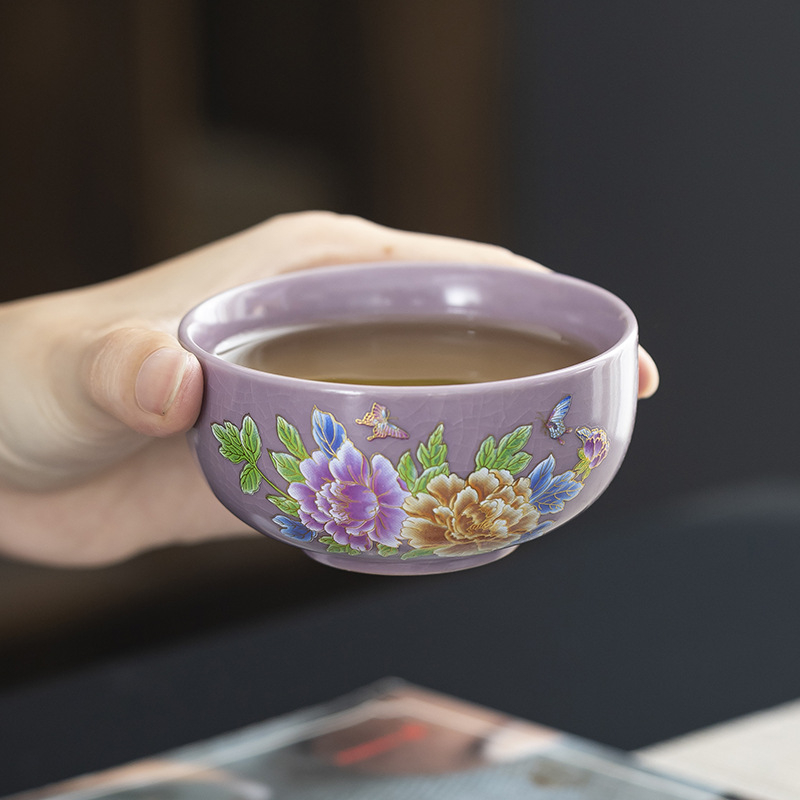 Set ceramic pentru ceai de călătorie cu ceainic și trei cești, portabil, stil retro