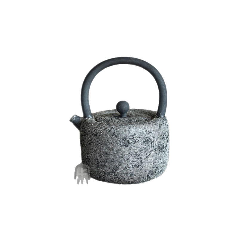 Ceainic din ceramică Silent Mirror Ceramics, capacitate mare, finisaj argintiu placat cu aur, lucrat manual, 420 ml, stil retro-lux.