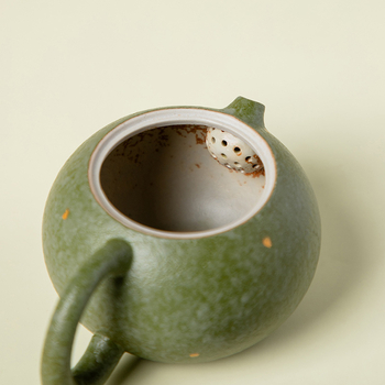 Ceainic ceramic în stil chinezesc, cu motiv de margaret verde și portocaliu, temă de primăvară Xishi, pentru o singură persoană, set Kung Fu de ceai cu filtru