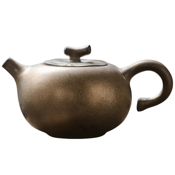 Ceainic din ceramică rustică, design retro cu finisaj auriu, set Gongfu pentru ceai, stil chinezesc, mic pentru uz casnic.