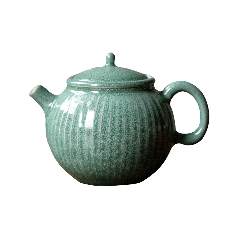 Ceainic în stil japonez, glazură verde, ceramic, set Kung Fu pentru uz casnic, ceainic mic, cu filtru cu bilă