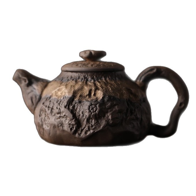 Ceainic din ceramică brută, în formă de trunchi de copac, pentru uz casnic retro, filtru manual din lut vechi, set de ceai în stil japonez