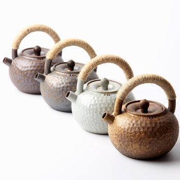 Ceainic ceramic cu mâner de ridicare, stil japonez vintage, set de ceai Kung Fu, ceainic unic pentru uz casnic