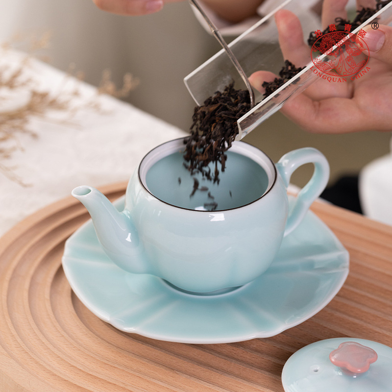 Ceainic Longquan Celadon pentru Gongfu ceai, ceai de după-amiază, stil european, ceramică de înaltă calitate, filtru pentru ceai