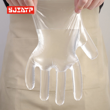Mănuși de unică folosință din PE transparent, pentru manipularea alimentelor, catering și coafură, 100 buc.