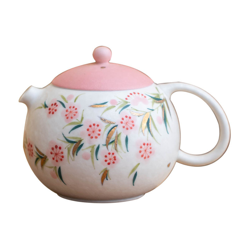 Ceainic Xishi, pictat manual, cu flori de piersic, ceramic, pentru femei – set rafinat pentru prepararea ceaiului, ceremonie Kung Fu