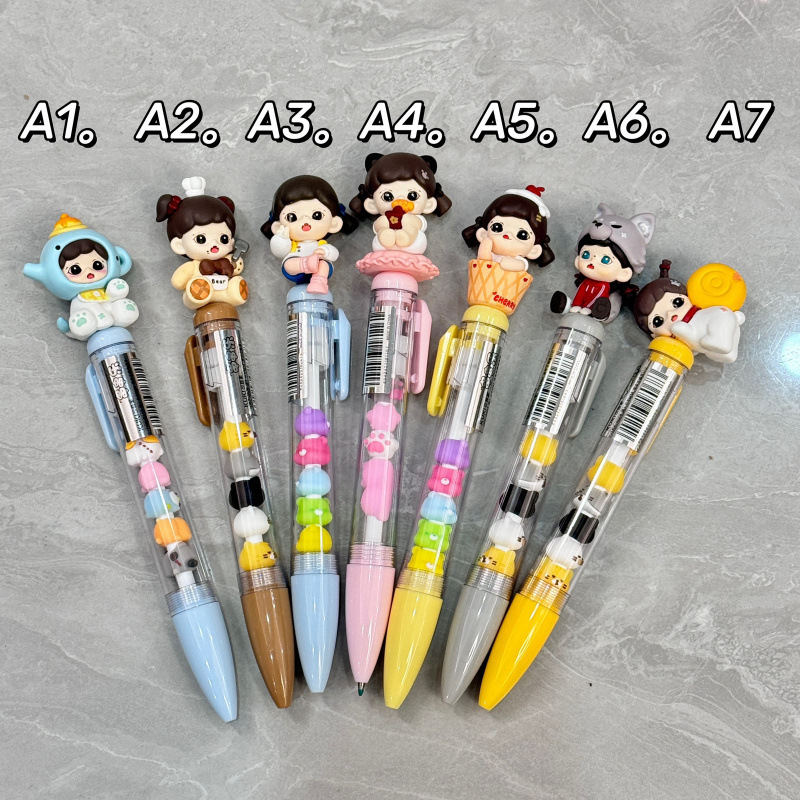 Bubble Mart soră — stil școlar drăguț, pix creativ cu șir de mărgele, gel 0,5 mm DIY