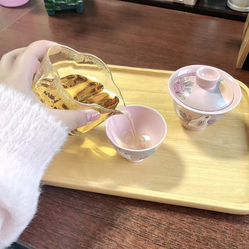 Pahar din borosilicat transparent pentru distribuția ceaiului, cu separator de ceai, rezistent la temperaturi înalte, stil japonez