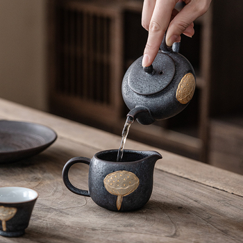 Ceainic Liansheng Auspicious Lotus-Pod, ceramică, stil japonez, ceainic vintage pentru uz casnic, set Gongfu de ceai