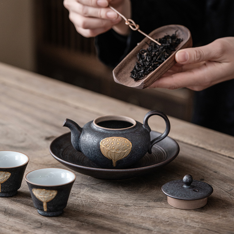 Ceainic Liansheng Auspicious Lotus-Pod, ceramică, stil japonez, ceainic vintage pentru uz casnic, set Gongfu de ceai