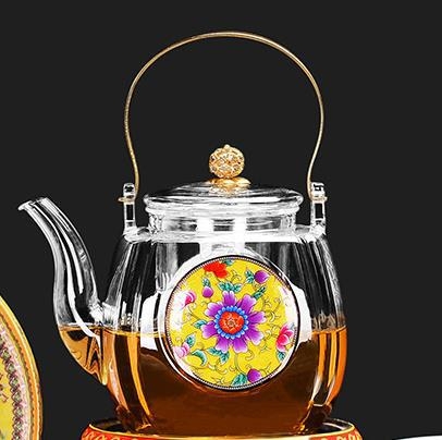 Ceainic din sticlă borosilicată pentru uz casnic, stil retro