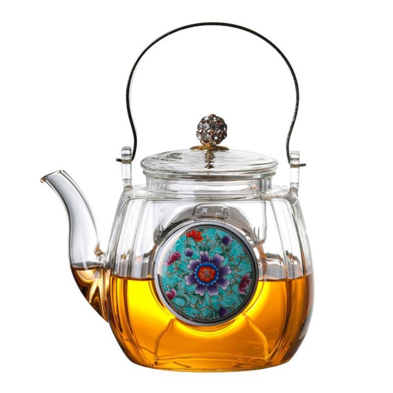 Ceainic din sticlă borosilicată pentru uz casnic, stil retro