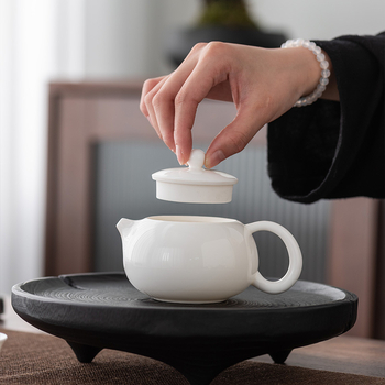Ceainic Xishi din porțelan alb, set ceramic Gongfu pentru ceai, protecție împotriva arsurilor, filtru, pentru preparare acasă