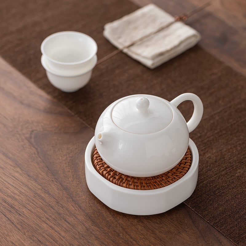 Ceainic Xishi din porțelan alb, set ceramic Gongfu pentru ceai, protecție împotriva arsurilor, filtru, pentru preparare acasă