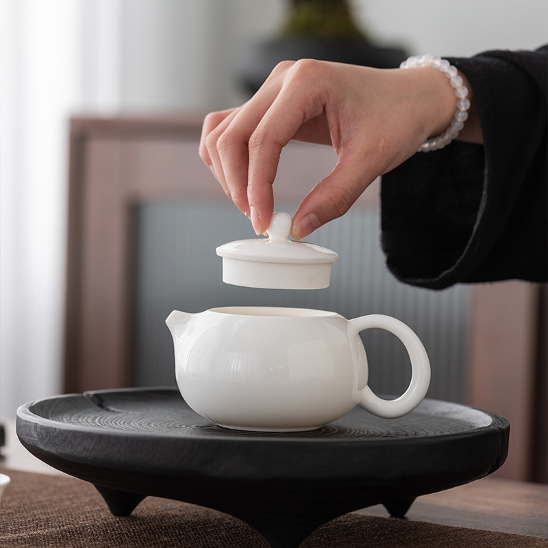 Ceainic Xishi din porțelan alb, set ceramic Gongfu pentru ceai, protecție împotriva arsurilor, filtru, pentru preparare acasă