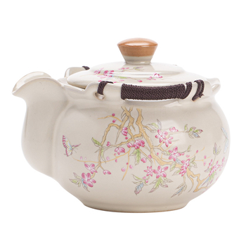 Winter Ru Kiln ceainic cu mâner pentru o singură persoană, ceramică, capac anti-arzire, bol cu capac, set de ceai de înaltă calitate