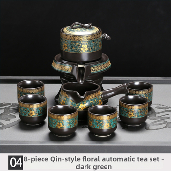 Set de ceai ceramic negru, semi-automat, ceainic și căni pentru casă și birou