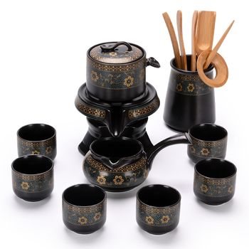 Set de ceai ceramic negru, semi-automat, ceainic și căni pentru casă și birou