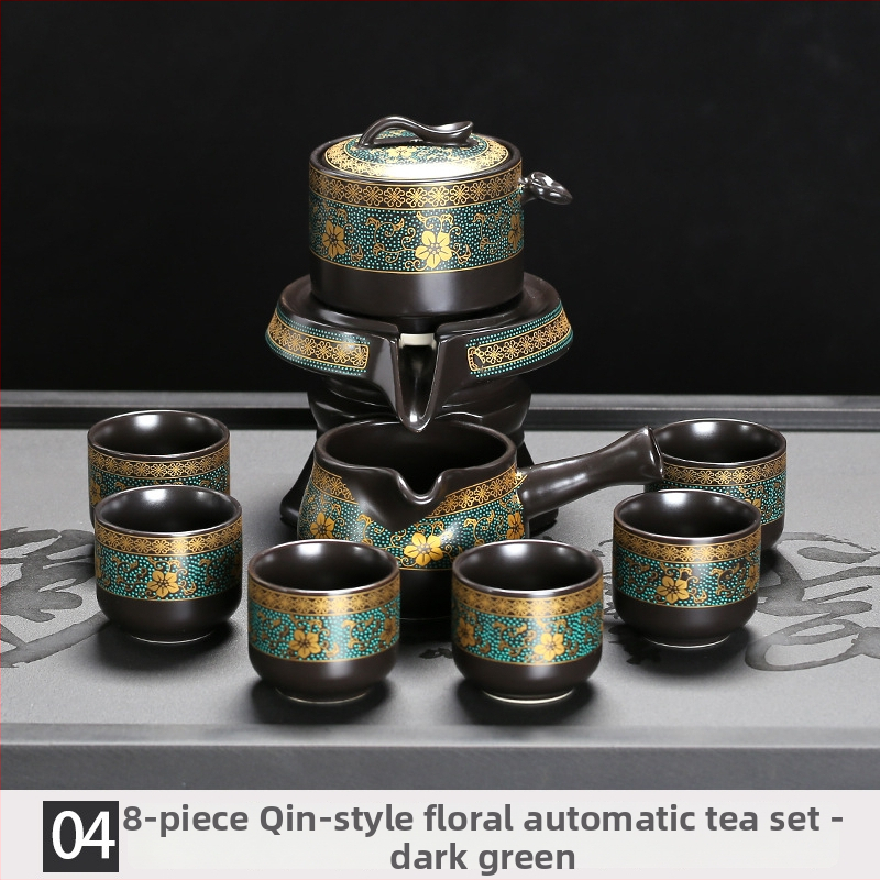 Set de ceai ceramic negru, semi-automat, ceainic și căni pentru casă și birou
