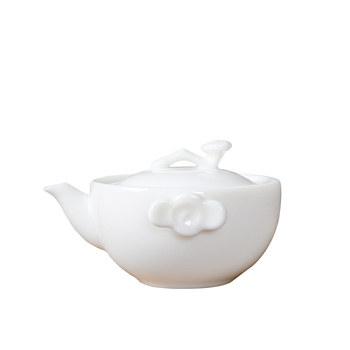 Ceainic în stil chinezesc din ceramică albă, porțelan alb, mâner manual, anti-arzire, ceainic mic cu logo