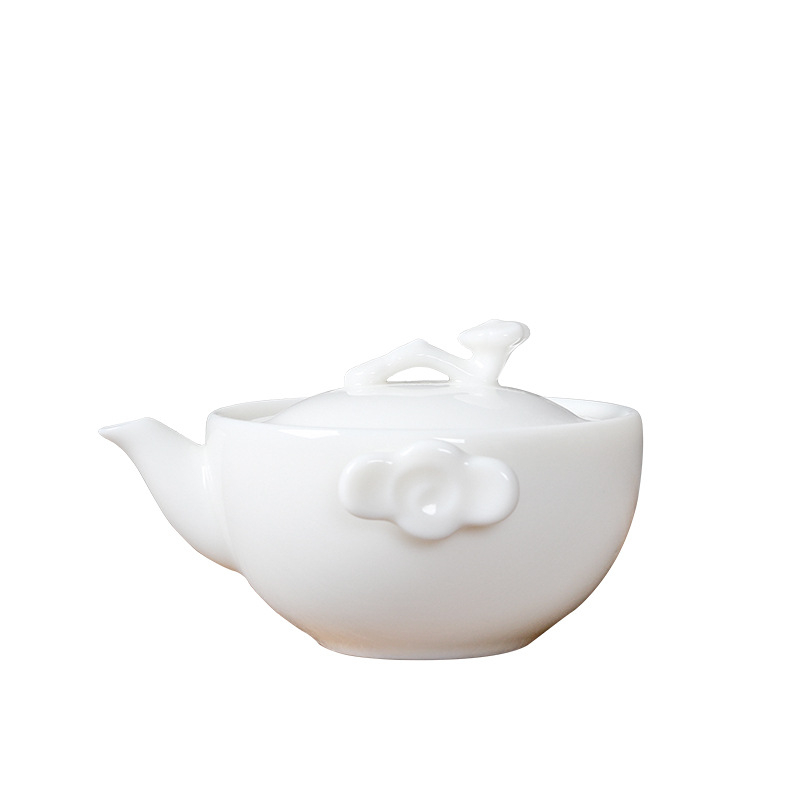 Ceainic în stil chinezesc din ceramică albă, porțelan alb, mâner manual, anti-arzire, ceainic mic cu logo