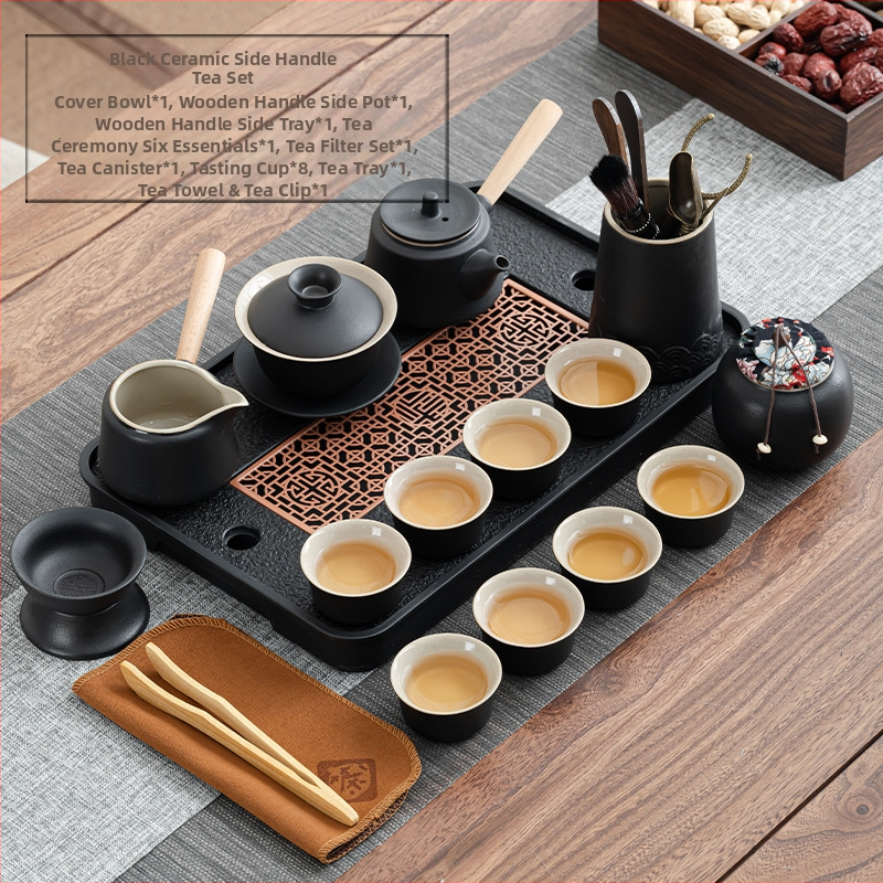 Set de ceai Kung Fu pentru uz casnic, set complet minimalist cu ceainic și tavă de ceai pentru întâmpinări la birou