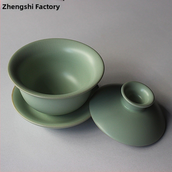 Keramická gaiwan s Celadon glazúrou a prasklinami, Ru kiln, Gongfu čaj pre domáce použitie